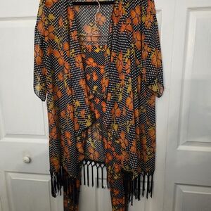 LuLaRoe Orange and Black Floral Pantsuit